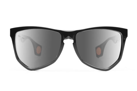 NYLAARN Bio-Black “Lawnmower” Blend Sunglasses - Polarized Gray Gradient + Black Mirror Lens