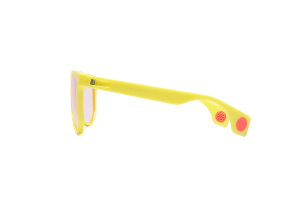 NYLAARN Bio-Yellow “Mud Flaps” Blend Sunglasses - Auto-Darkening Rosé-to-Gray + Blue Mirror Lens
