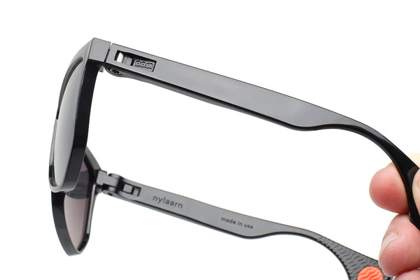 NYLAARN Bio-Black “Lawnmower” Blend Sunglasses - Polarized Gray Gradient + Black Mirror Lens