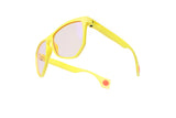 NYLAARN Bio-Yellow “Mud Flaps” Blend Sunglasses - Auto-Darkening Rosé-to-Gray + Blue Mirror Lens