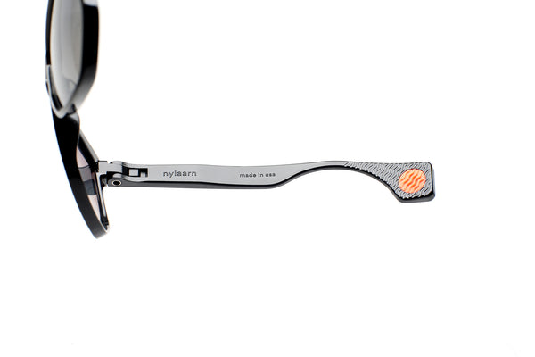 NYLAARN Bio-Black “Lawnmower” Blend Sunglasses - Polarized Gray Gradient + Black Mirror Lens