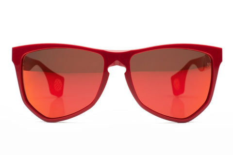 NYLAARN Bio-Red “Just Red” Blend Sunglasses - Solid Tan + Red Mirror Lens