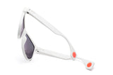 NYLAARN Bio-White “90s Ski Bum” Blend Sunglasses - Solid Gray + Purple Mirror Lens