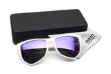 NYLAARN Bio-White “90s Ski Bum” Blend Sunglasses - Solid Gray + Purple Mirror Lens