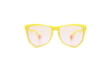 NYLAARN Bio-Yellow “Mud Flaps” Blend Sunglasses - Auto-Darkening Rosé-to-Gray + Blue Mirror Lens